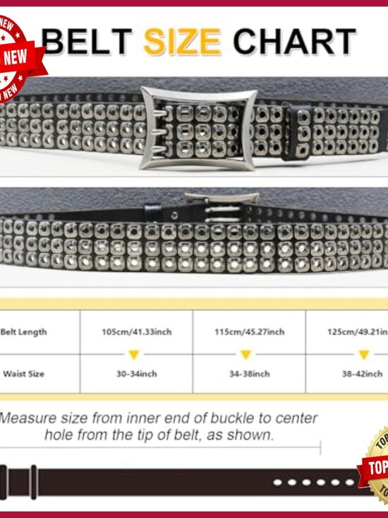 Three Studded Belt Genuine Leather Punk Y2K Gothic Belt main image 6